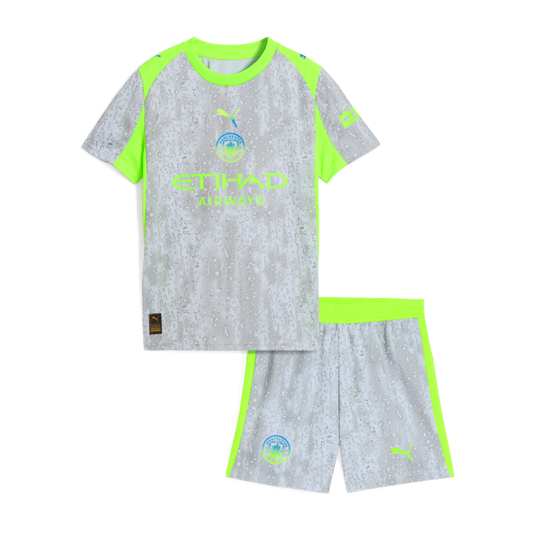 Manchester City Derde Thuistenue Kit 2025/26 Kinderen Grijs