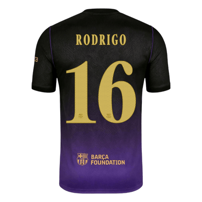 RODRIGO #16 Barcelone Extérieur Maillot 2026/27 Black/Purple - UCL