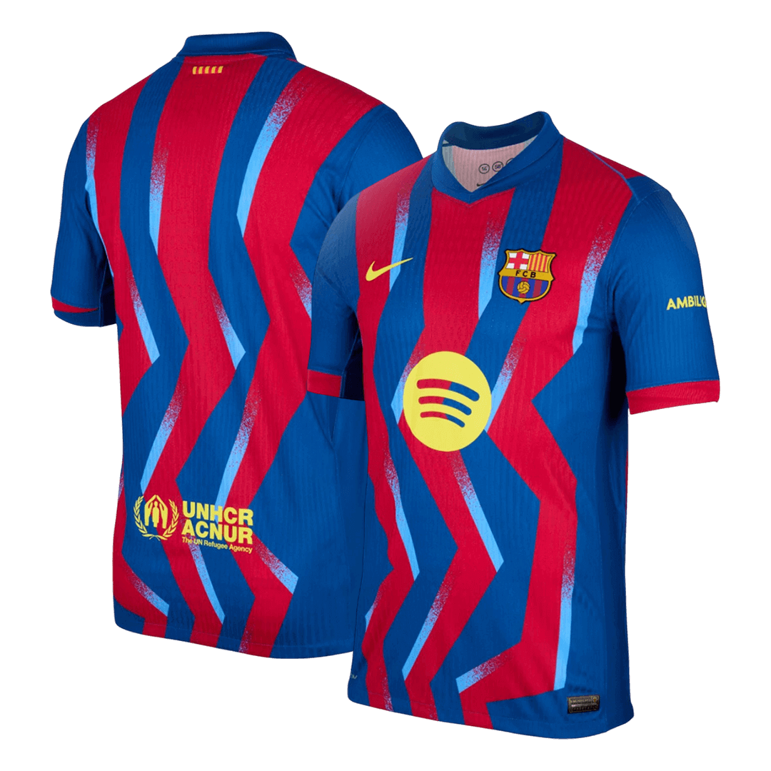 Barcelona Vierde Shirt 2025/26 Rood&Blauw Speler Grote Maat