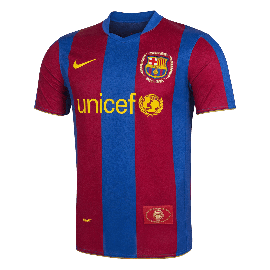 Retro FC Barcelona Thuisshirt 2007/08 Blauw & Granaatrood