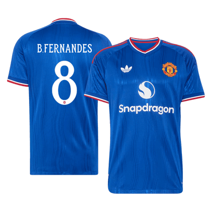B. FERNANDES #8 Manchester United Extérieur Maillot 2026/27 Bleu Joueur - UCL